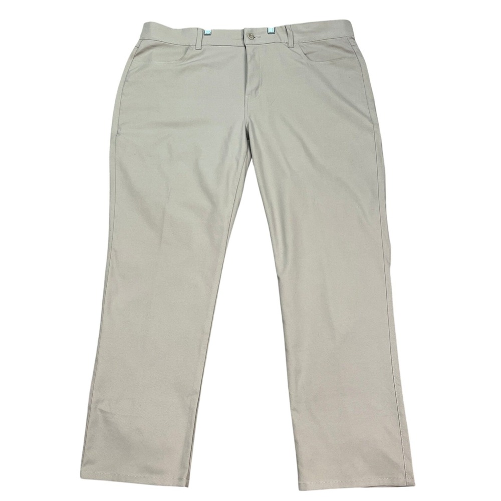 Pebble Beach Pants Mens 40x30 Khaki Tan Flat Front Straight Leg Performance Golf